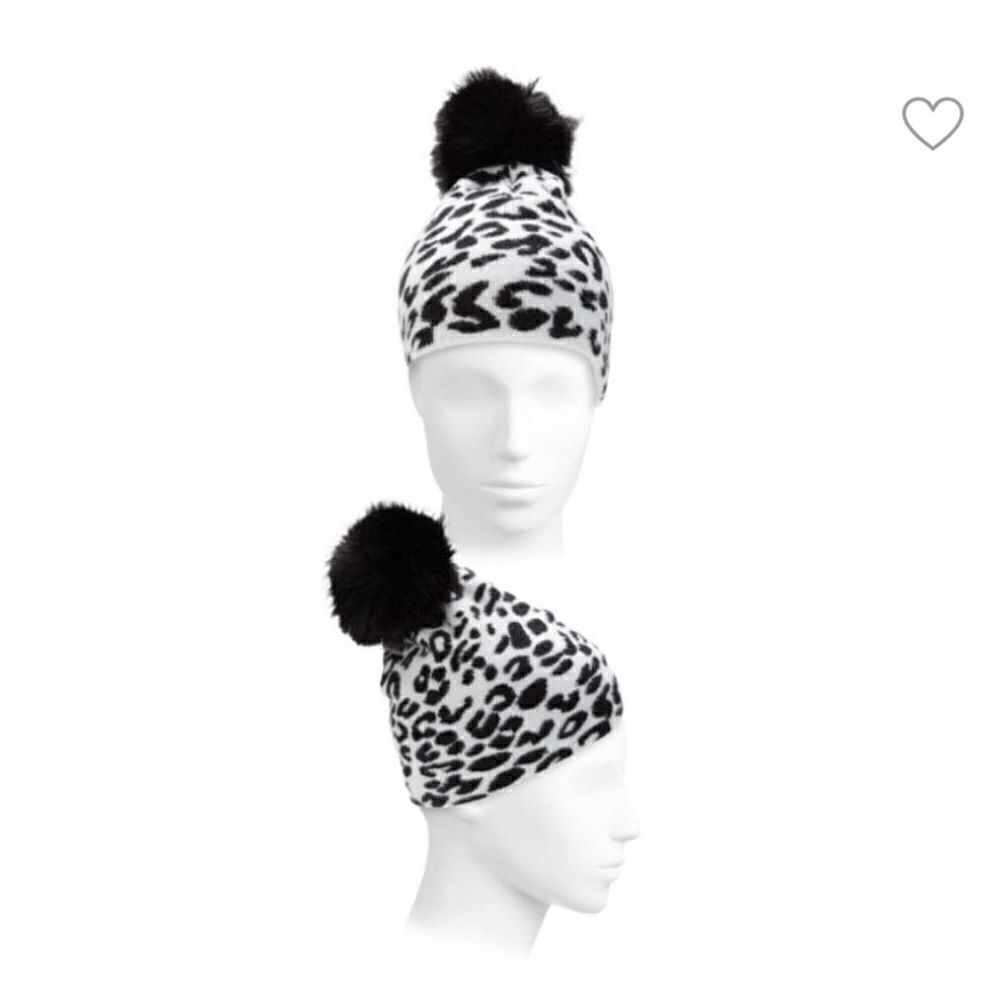 Leopard-Print & Faux Fur Pom-Pom Beanie